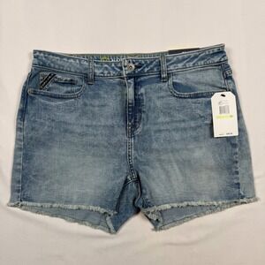 Nautica Jeans Co Womens Denim Shorts Mid Rise Distressed Frayed Hem W30